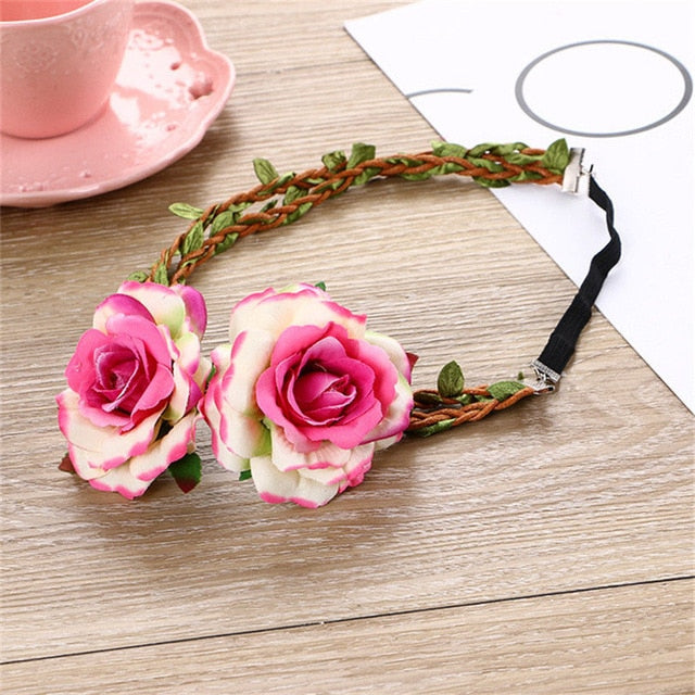 Bride Double Big Rose Flower Headband