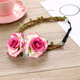 Bride Double Big Rose Flower Headband