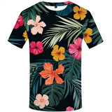 Flower T shirt Green Leaves Tops Weeds