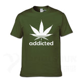 Addicted Weed Leaf T Shirts Cotton