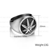 Weed Hemp Cannabis Leaf Ring Stainless Steel