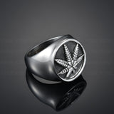 Weed Hemp Cannabis Leaf Ring Stainless Steel
