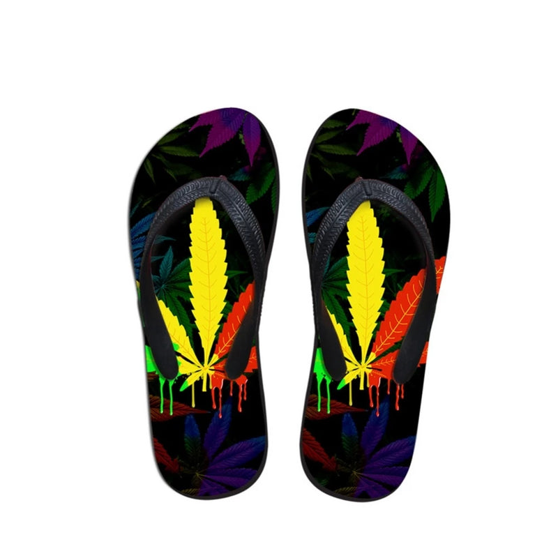 Colorful Cannabis Leaf Slippers