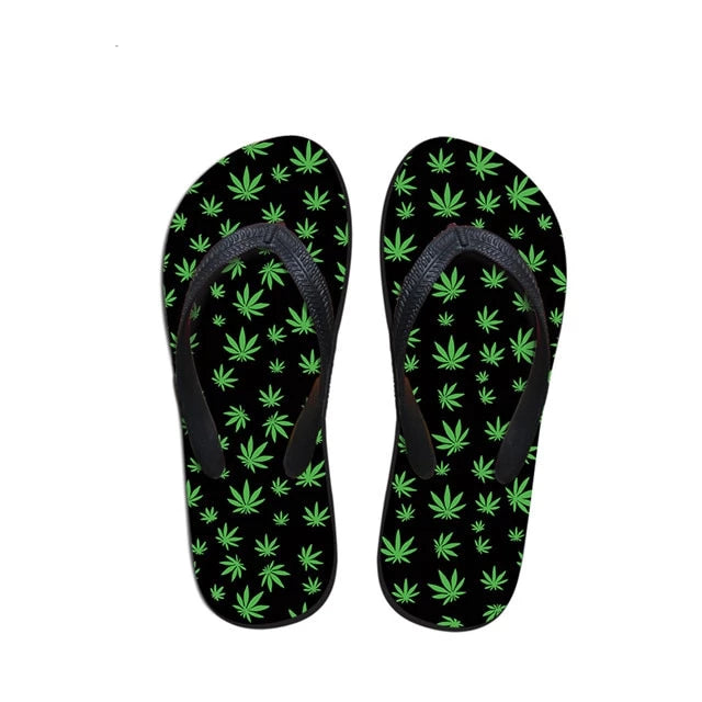Colorful Cannabis Leaf Slippers